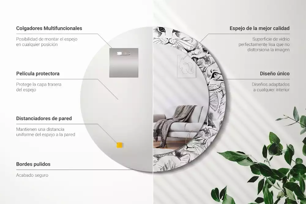 Espejo redondo impreso Gatos