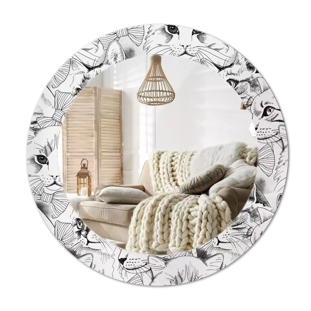 Espejo redondo impreso Gatos