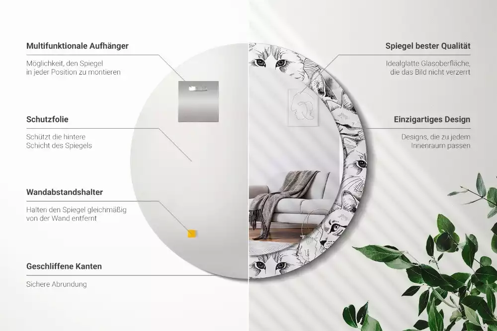 Espejo redondo impreso Gatos