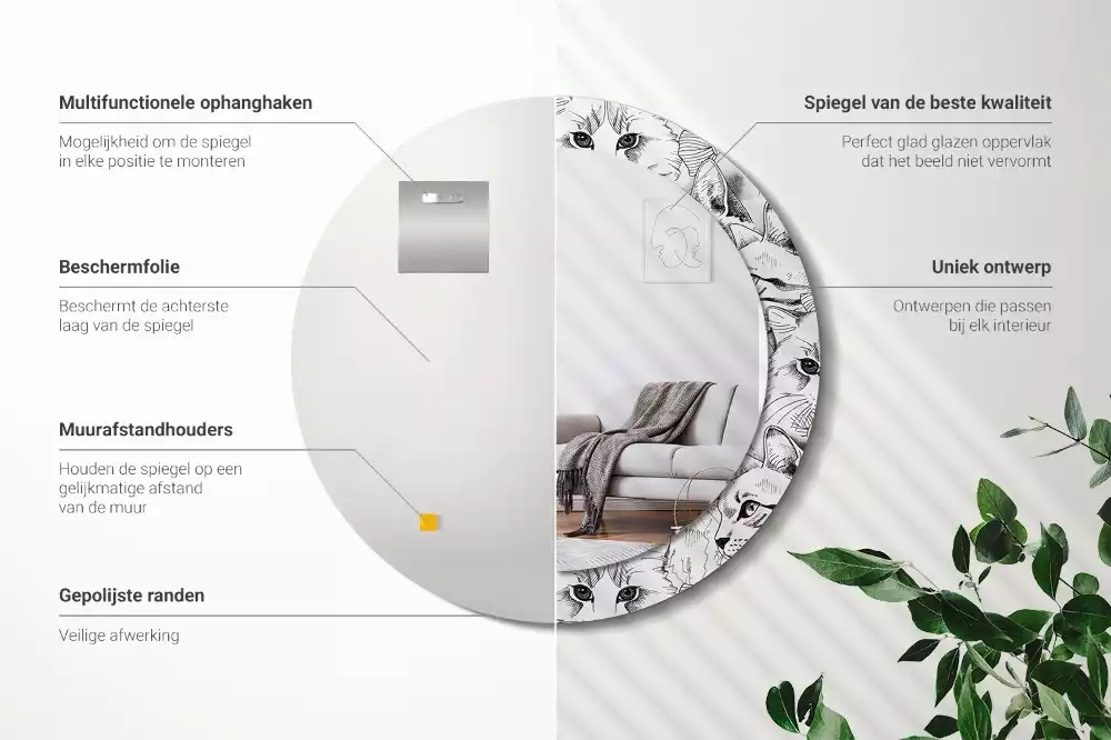 Espejo redondo impreso Gatos