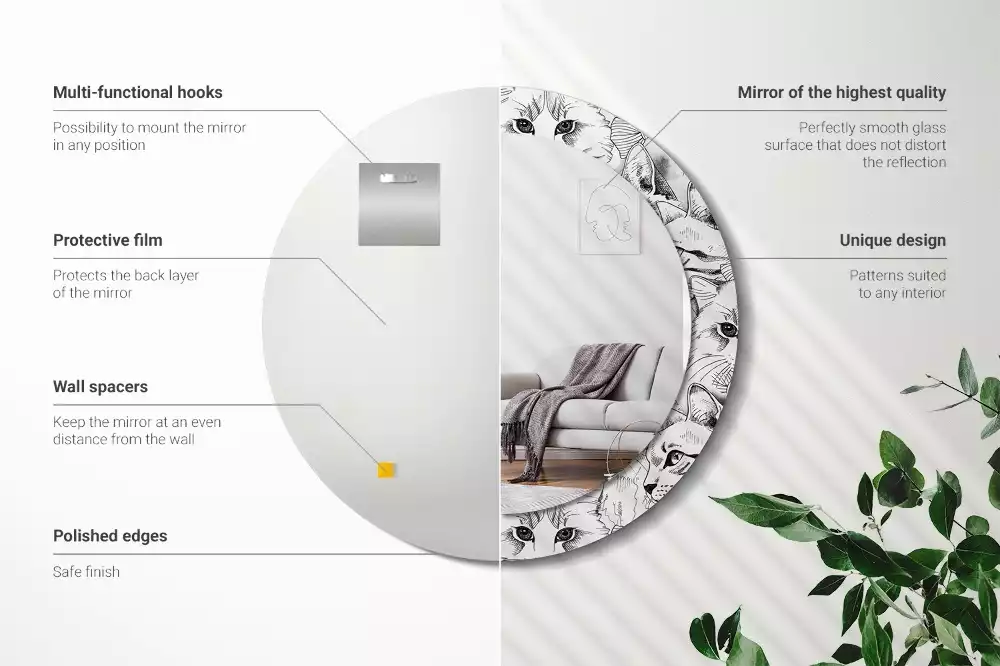 Espejo redondo impreso Gatos