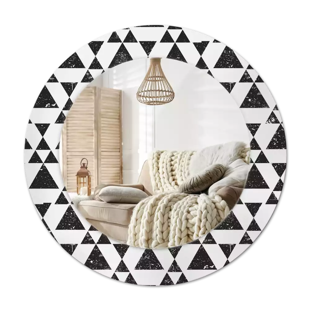 Espejo redondo con decoración Geometría de triángulos