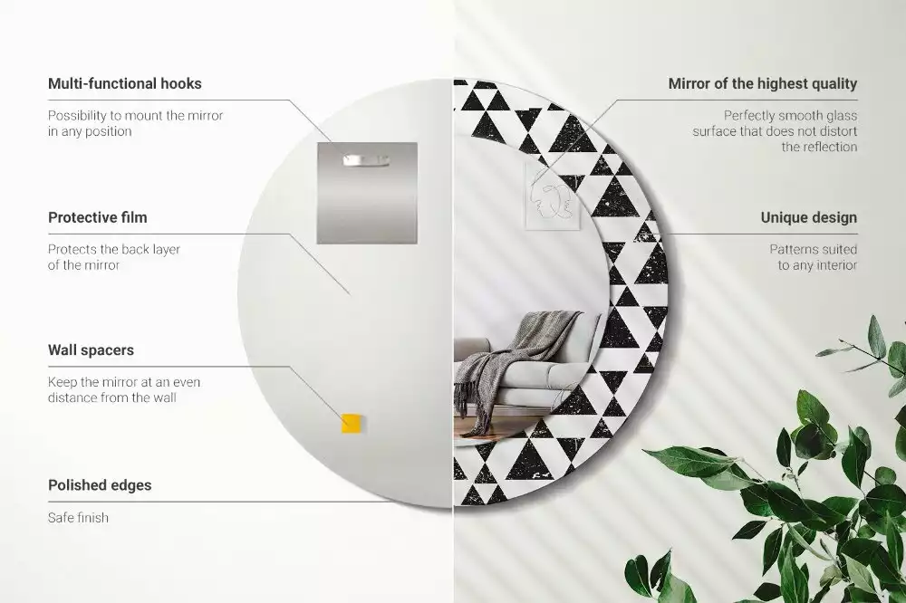 Espejo redondo con decoración Geometría de triángulos