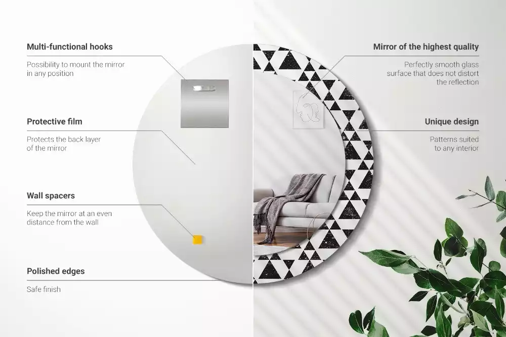 Espejo redondo con decoración Geometría de triángulos