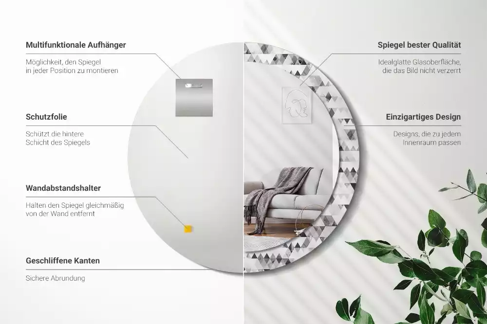 Espejo redondo impreso Triángulos