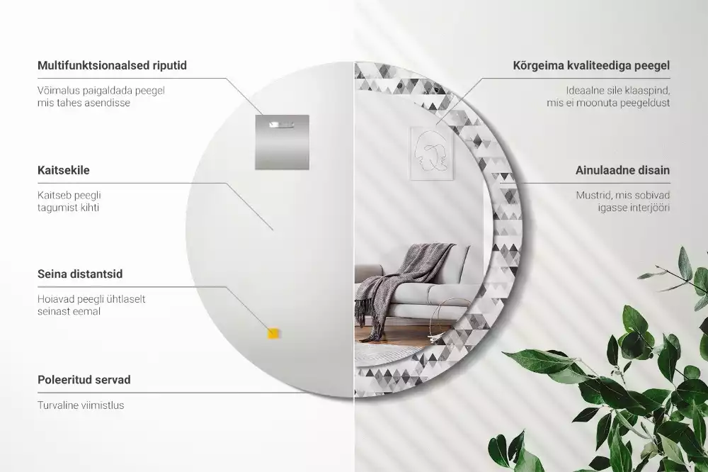 Espejo redondo impreso Triángulos