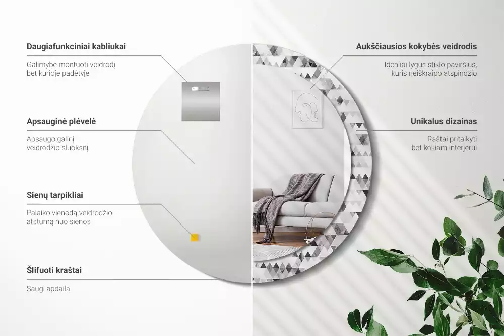 Espejo redondo impreso Triángulos