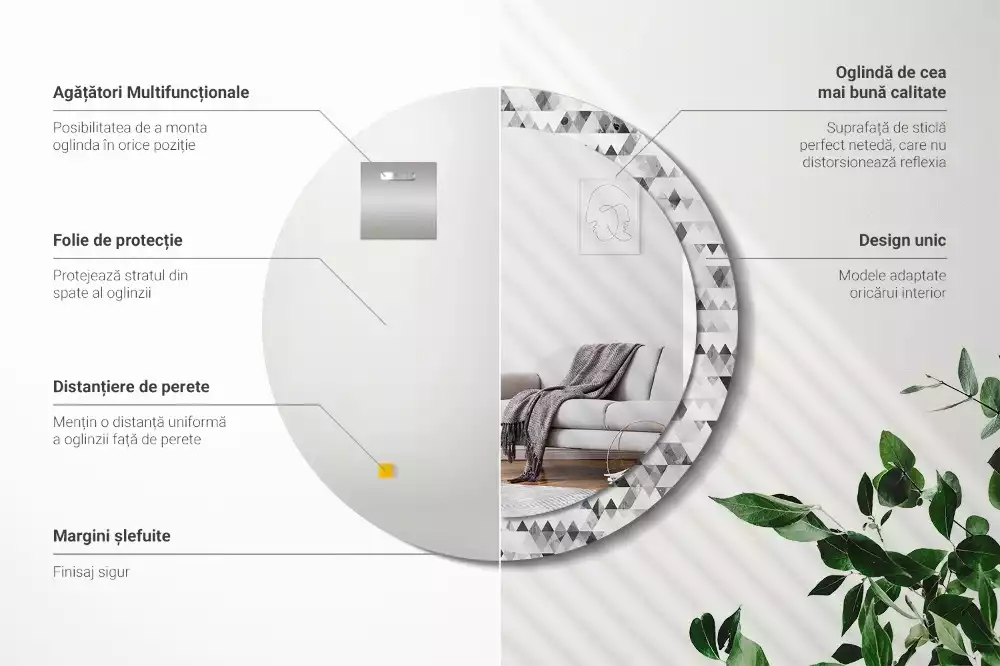 Espejo redondo impreso Triángulos