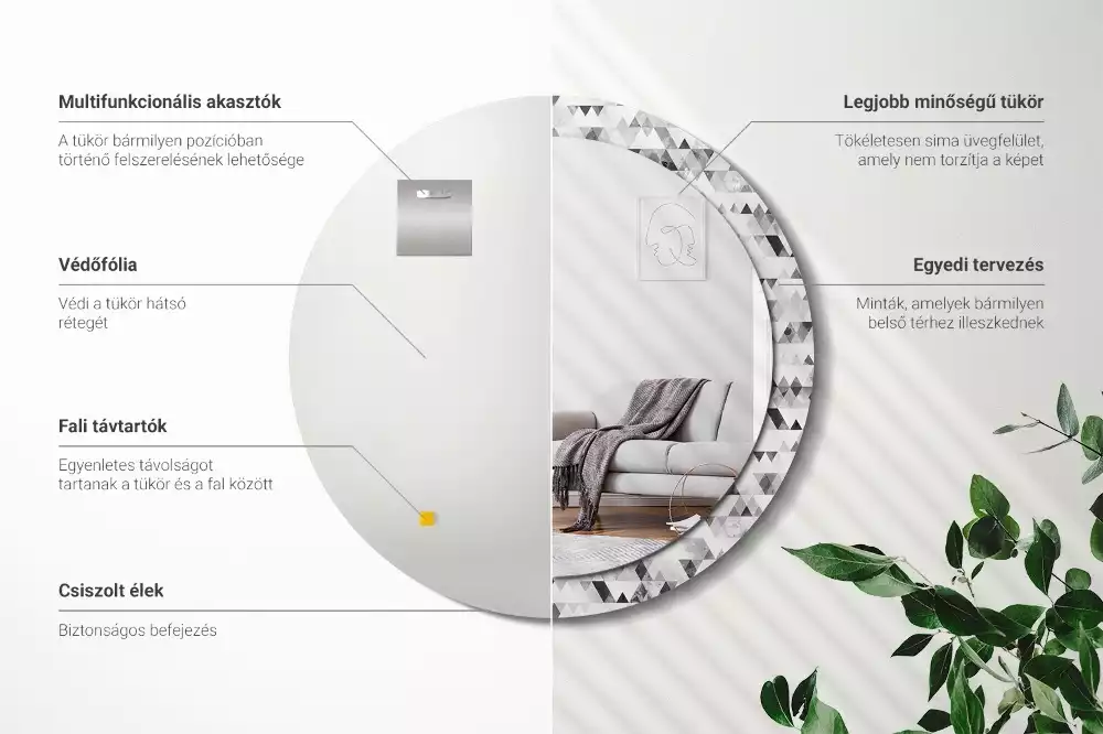 Espejo redondo impreso Triángulos