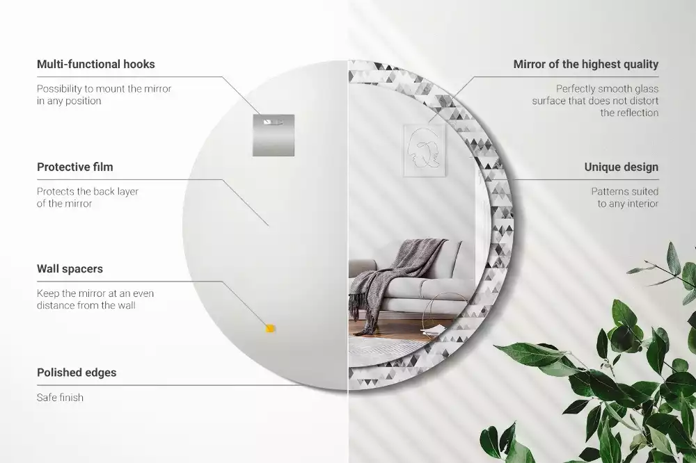 Espejo redondo impreso Triángulos