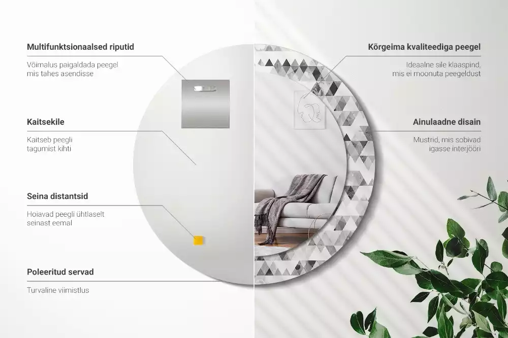 Espejo redondo impreso Triángulos