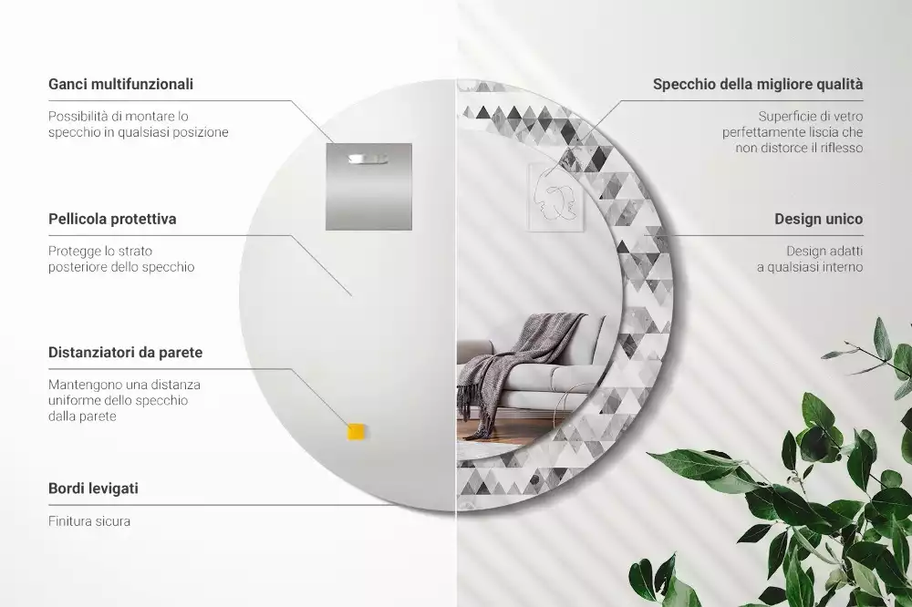 Espejo redondo impreso Triángulos