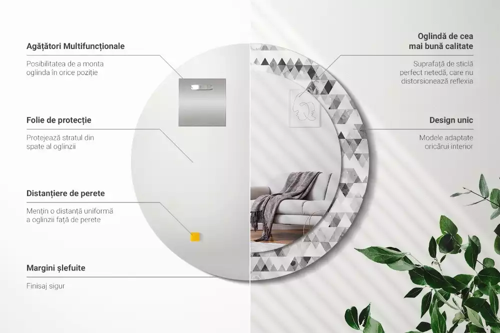 Espejo redondo impreso Triángulos