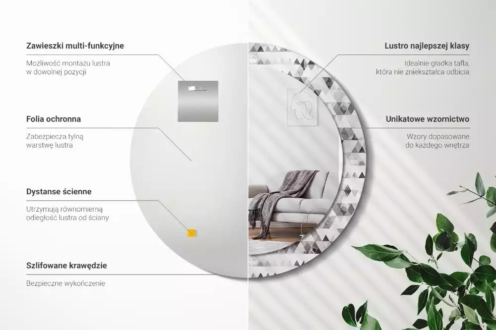 Espejo redondo impreso Triángulos