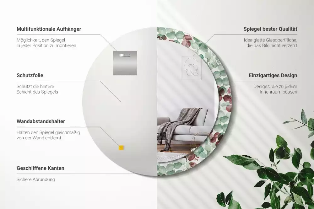 Espejo redondo impreso Eucalipto