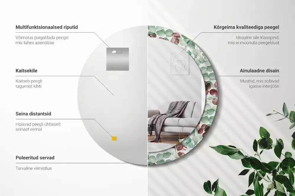 Espejo redondo impreso Eucalipto