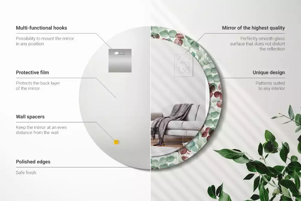 Espejo redondo impreso Eucalipto