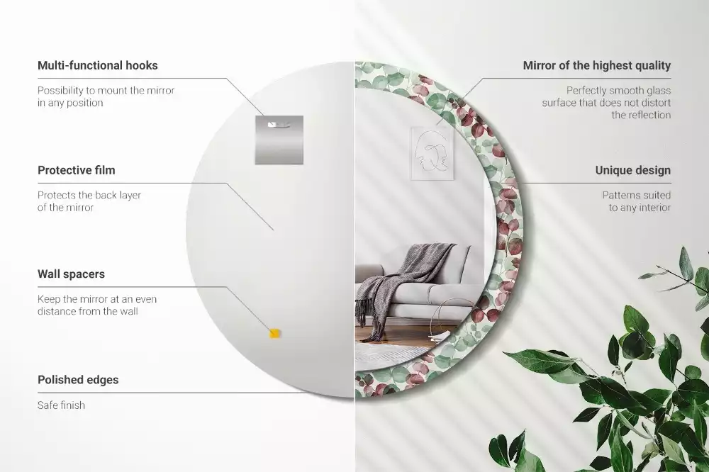 Espejo redondo impreso Eucalipto