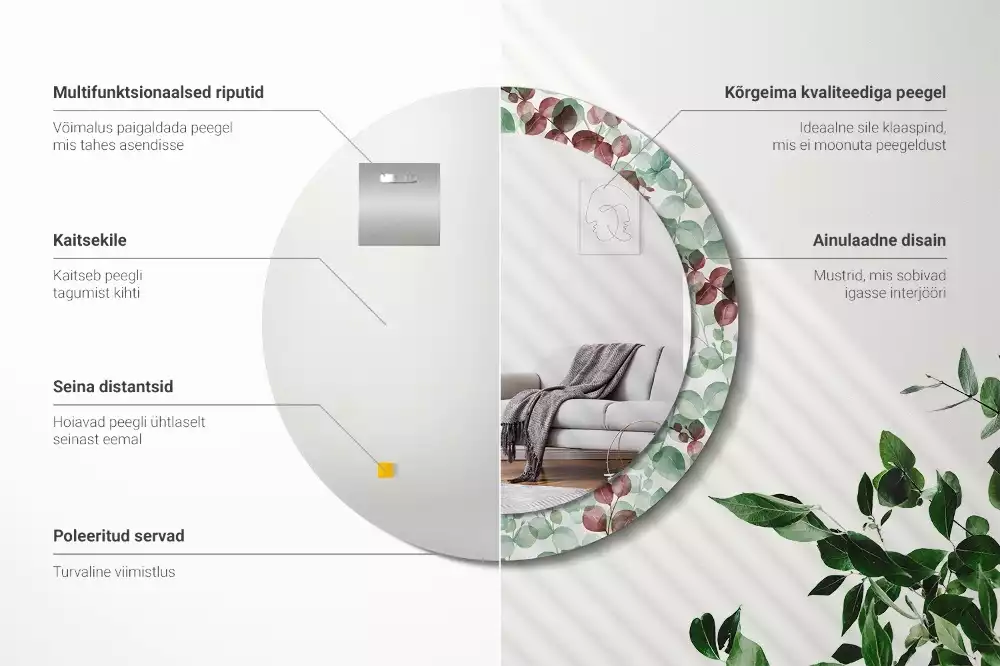 Espejo redondo impreso Eucalipto