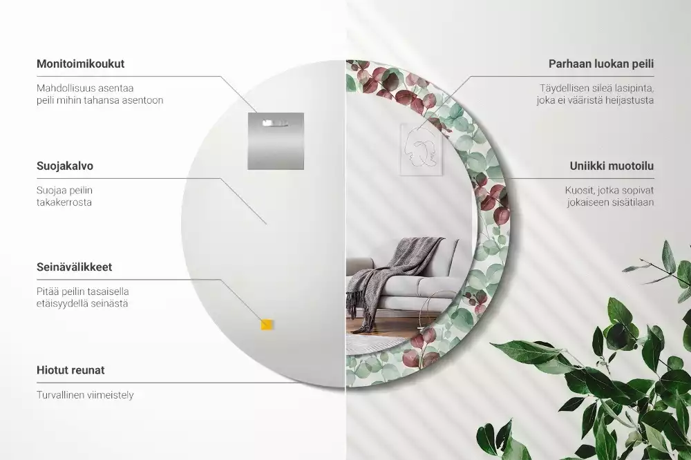 Espejo redondo impreso Eucalipto