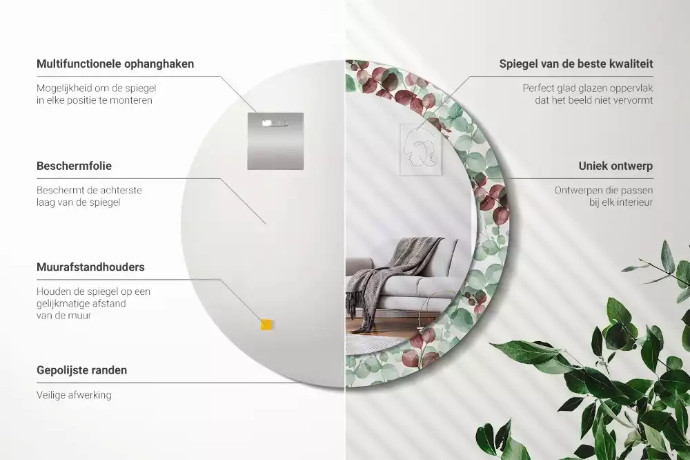 Espejo redondo impreso Eucalipto