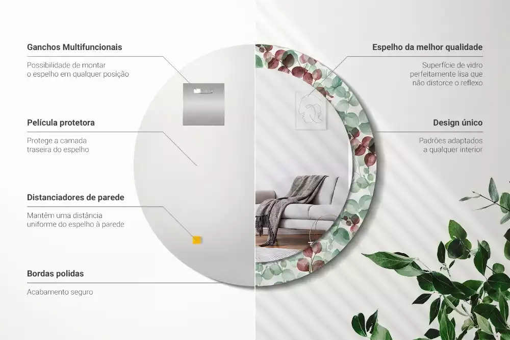 Espejo redondo impreso Eucalipto