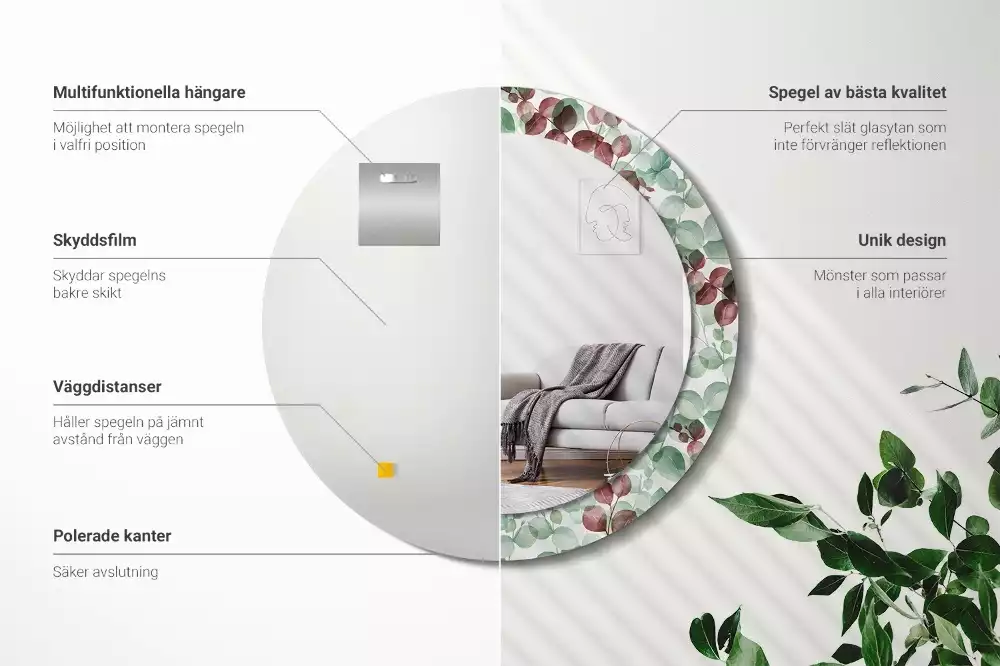 Espejo redondo impreso Eucalipto