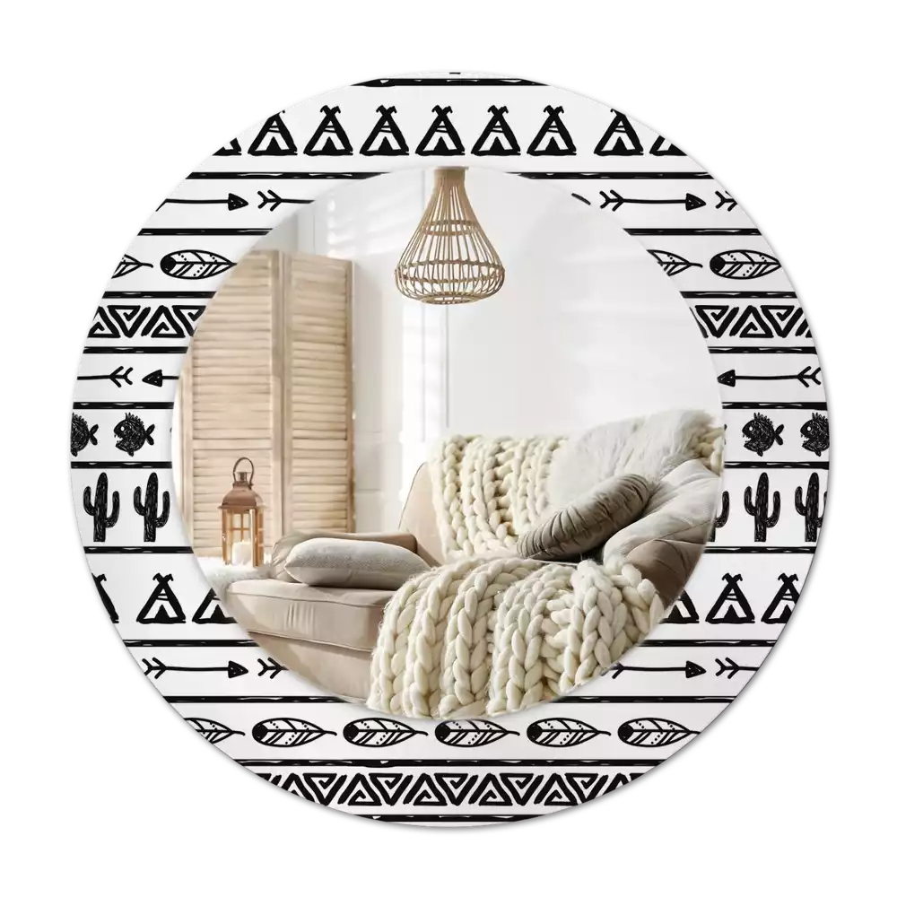 Espejo redondo impreso Minimalista boho
