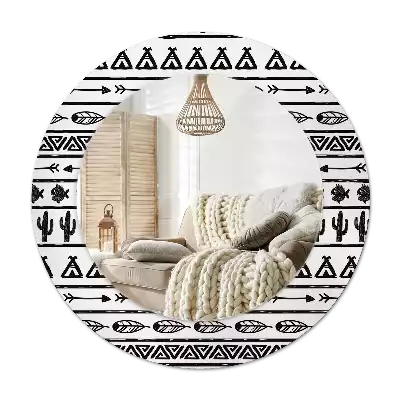 Espejo redondo impreso Minimalista boho