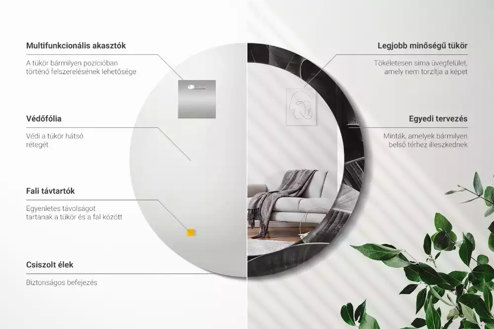 Espejo redondo estampado palmeras tropicales