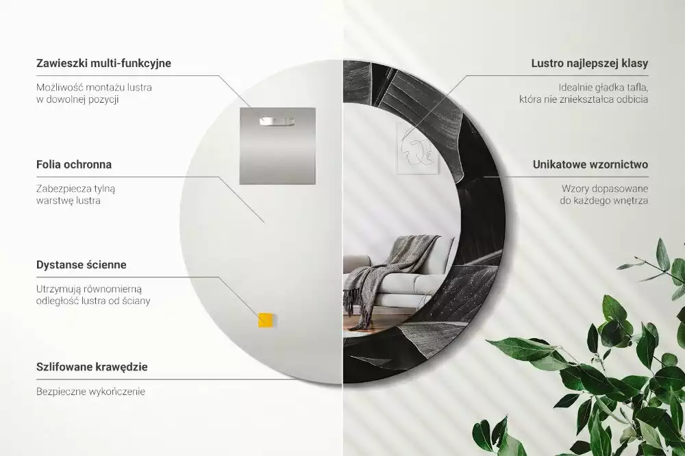 Espejo redondo estampado palmeras tropicales