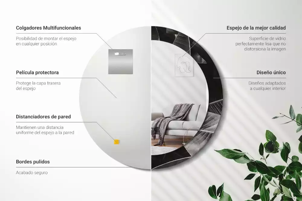 Espejo redondo estampado palmeras tropicales