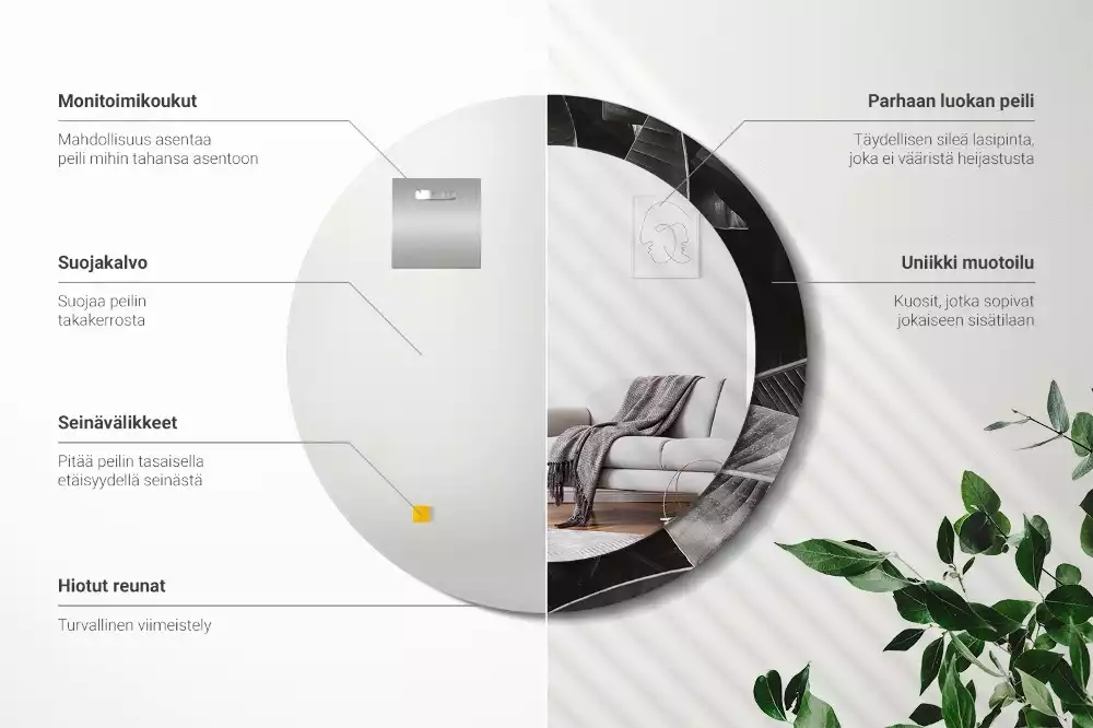 Espejo redondo estampado palmeras tropicales