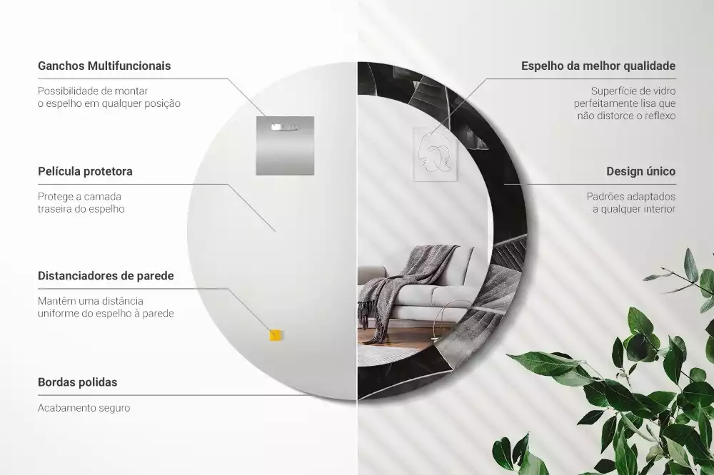 Espejo redondo estampado palmeras tropicales