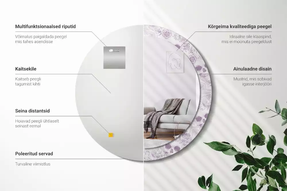 Espejo redondo estampado Calaveras