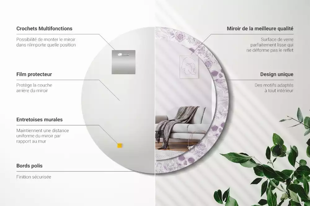 Espejo redondo estampado Calaveras