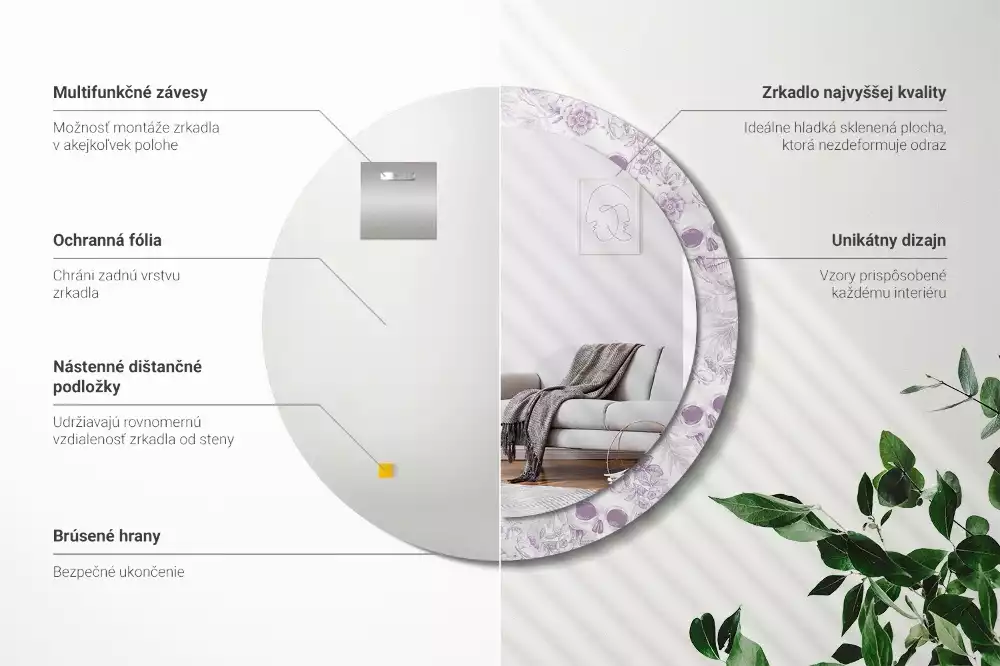 Espejo redondo estampado Calaveras