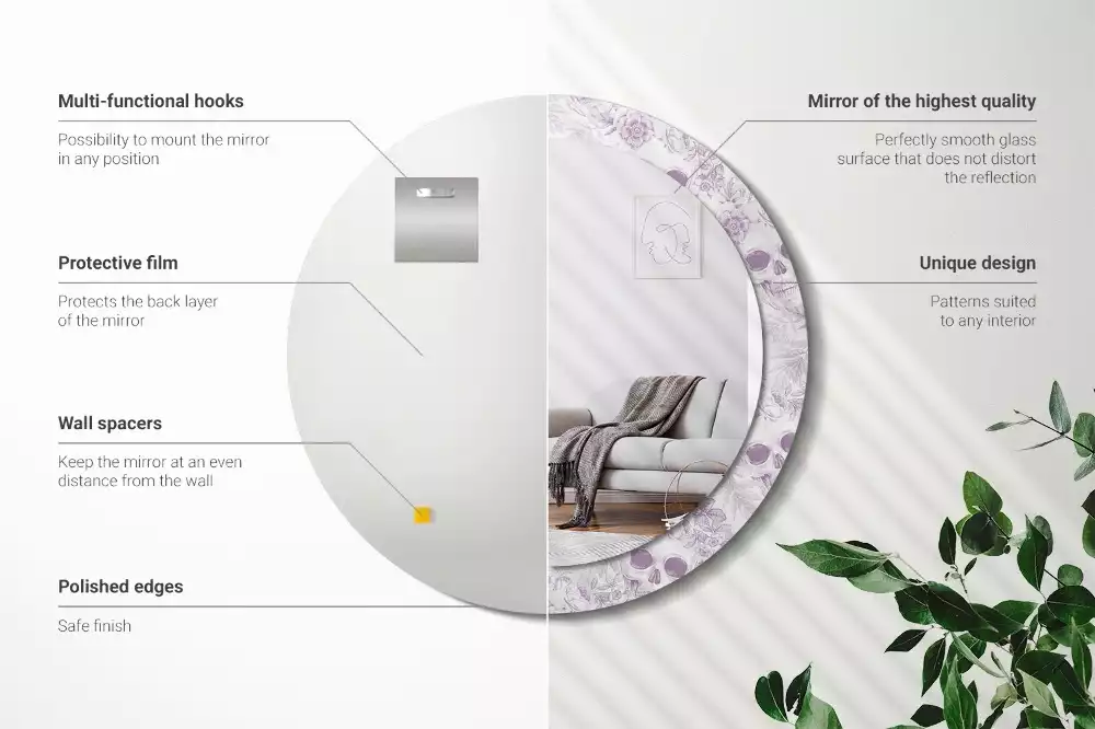 Espejo redondo estampado Calaveras