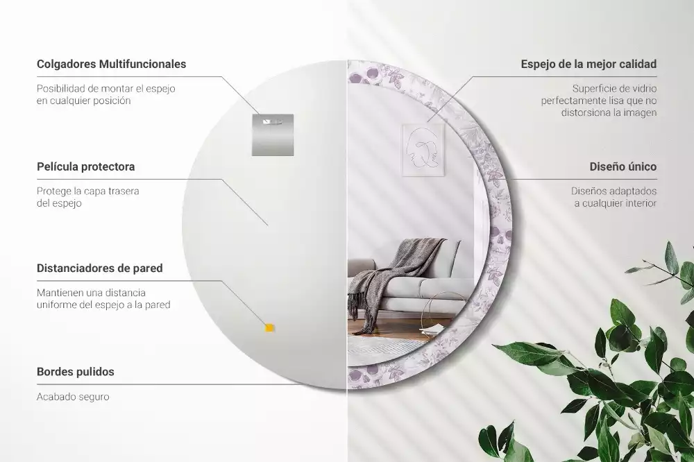 Espejo redondo estampado Calaveras