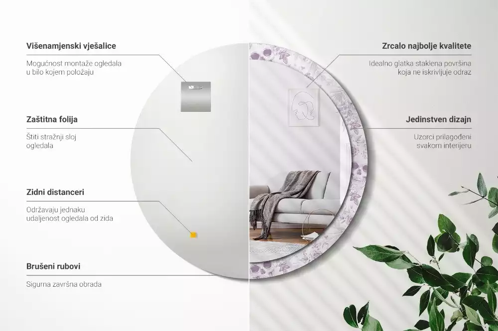 Espejo redondo estampado Calaveras