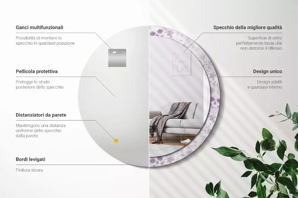 Espejo redondo estampado Calaveras