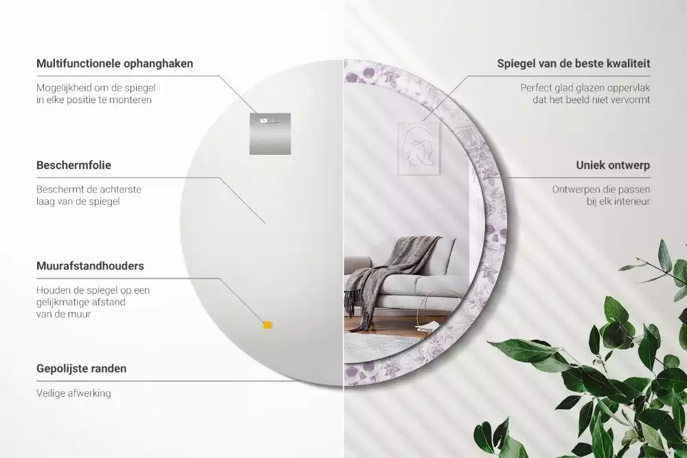 Espejo redondo estampado Calaveras