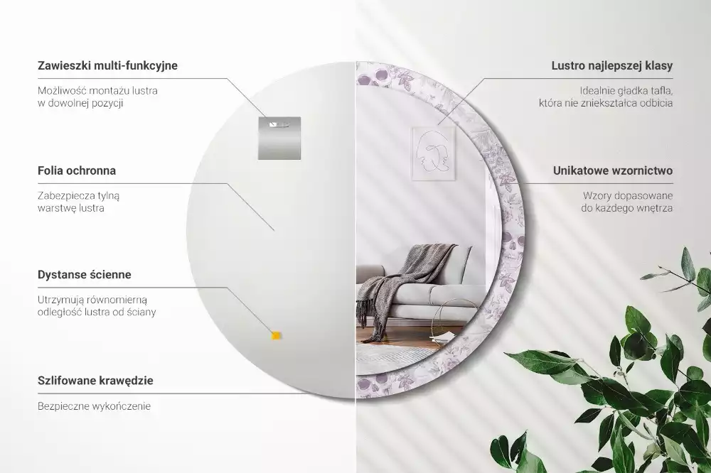 Espejo redondo estampado Calaveras