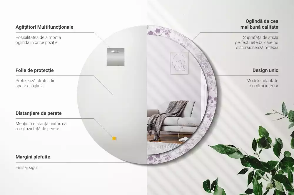 Espejo redondo estampado Calaveras