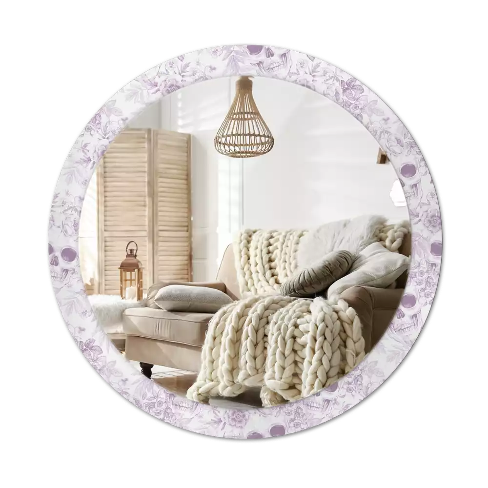 Espejo redondo estampado Calaveras