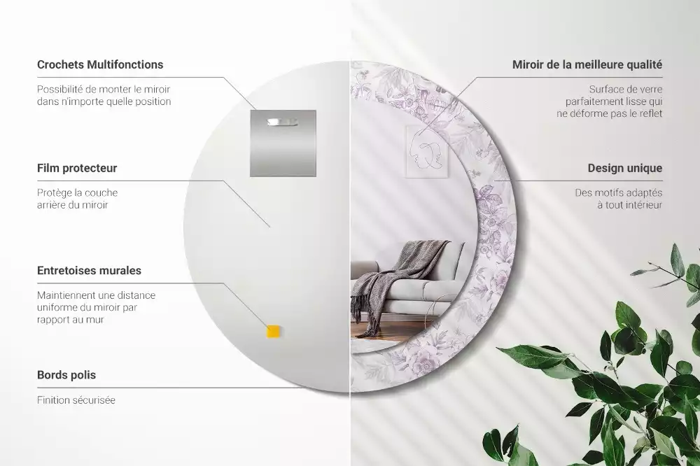 Espejo redondo estampado Calaveras