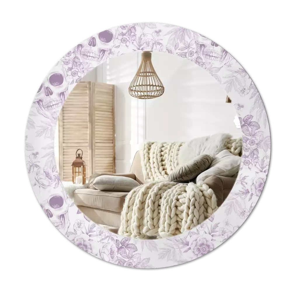 Espejo redondo estampado Calaveras