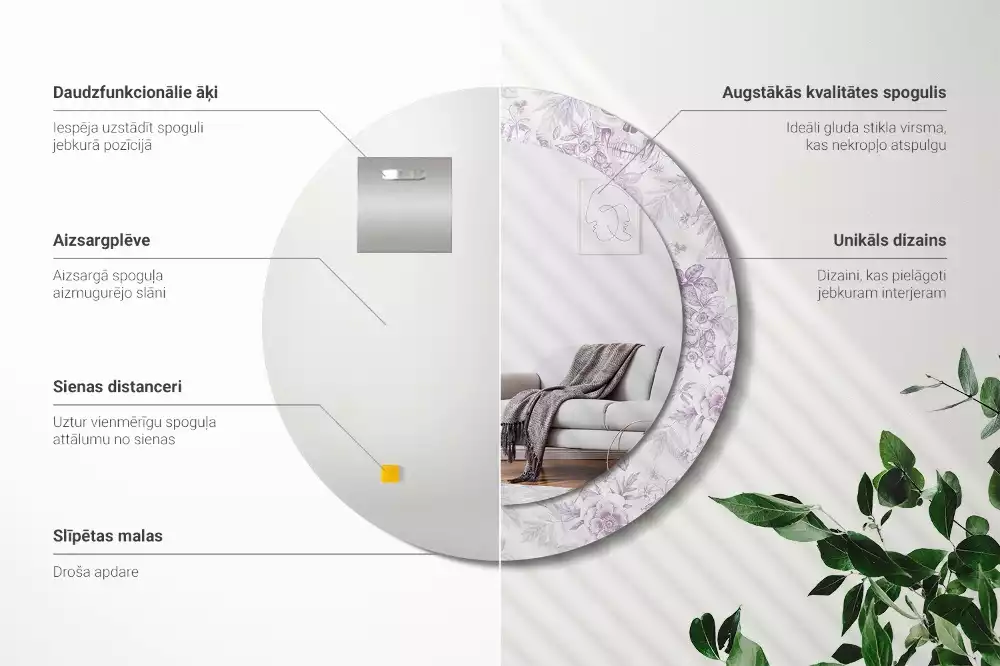 Espejo redondo estampado Calaveras