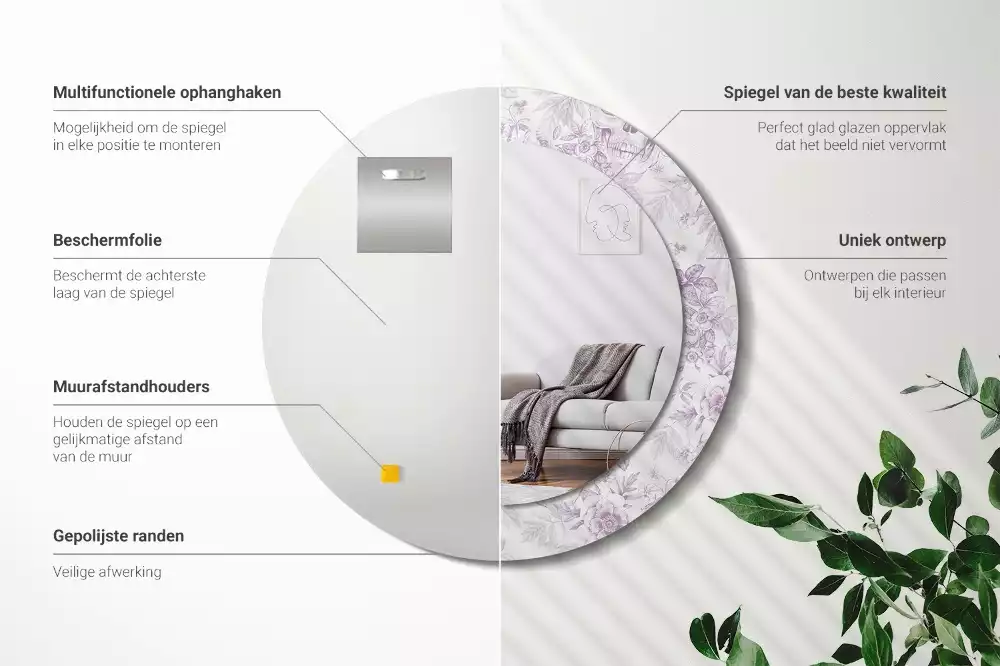 Espejo redondo estampado Calaveras