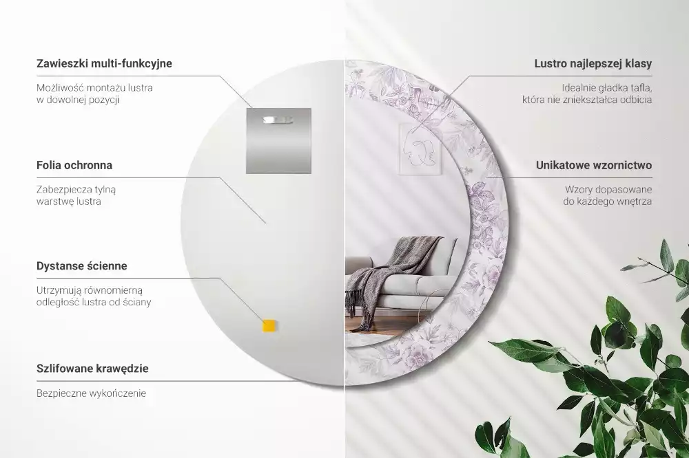 Espejo redondo estampado Calaveras